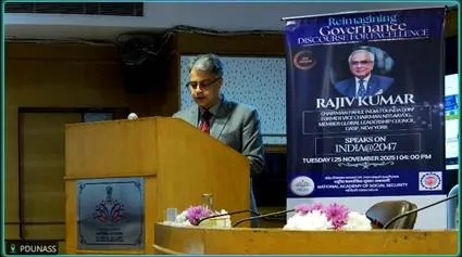 Dr. Rajiv Kumar, former Vice Chairman of NITI Aayog, delivering the keynote address at the 23rd session of Reimagining Governance: Discourse for Excellence organised by PDUNASS on 12 November 2024.