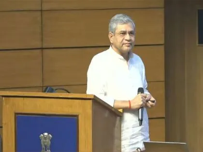Union Minister for Railways Ashwini Vaishnaw addressing a press conference at National Media Centre, New Delhi after Cabinet approval of two multi-tracking railway projects in Maharashtra and Gujarat.