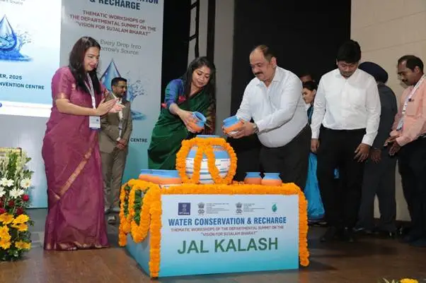 Union Minister of Jal Shakti Shri C.R. Paatil inaugurates the Jal Kalash ceremony during the Water Conservation & Recharge thematic workshop under Vision for Sujalam Bharat at NDMC Convention Centre, New Delhi on 7 October 2025.