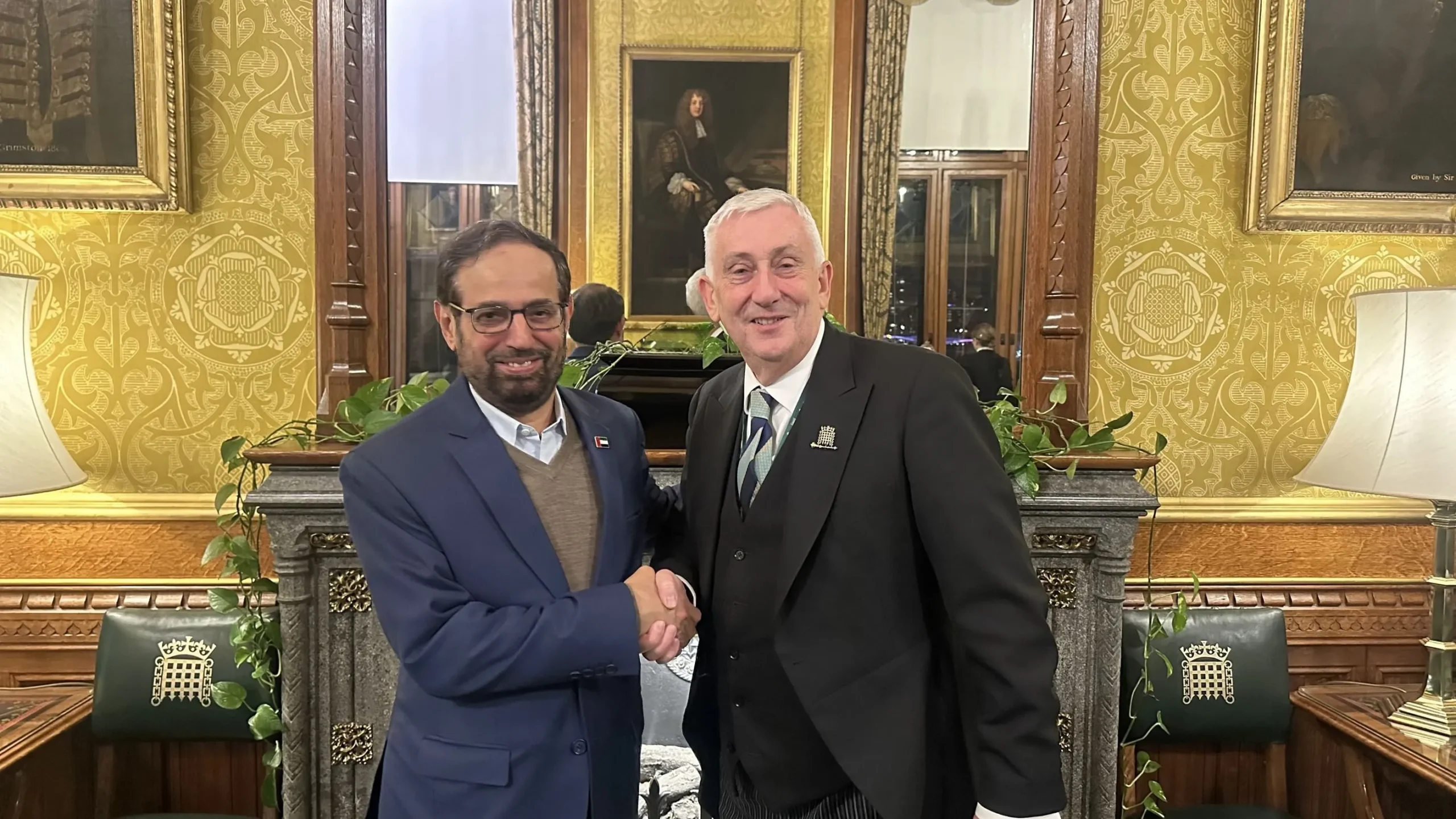 <h1>UAE and UK Discuss Enhancing Parliamentary Cooperation</h1><p>Dr. Ali Rashid Al Nuaimi, Chairman of the Defence, Interior, and Foreign Affairs Committee in the Federal National Council, held a meeting with UK House of Commons Speaker Sir Lindsay Hoyle at the UK Parliament in London.</p> <p>The meeting was also attended by UAE Ambassador to the United Kingdom Mansoor Abdullah Abulhoul.</p> <p>Al Nuaimi conveyed the greetings of Federal National Council Speaker Saqr Ghobash to Hoyle and noted the strength of the UAE-UK strategic partnership and longstanding ties.</p> <p>The two sides discussed plans to expand parliamentary cooperation in line with the close relationship between the two countries. They emphasized the role of parliamentary diplomacy in advancing bilateral engagement, exchanging views and supporting joint efforts on national, regional and international issues.</p> <p>They reviewed regional and global developments and underscored the importance of parliamentary action in promoting security and stability, fostering tolerance and dialogue, countering extremist rhetoric and supporting humanitarian initiatives.</p> <p>Hoyle commended the Federal National Council's role in parliamentary diplomacy and its initiatives aimed at strengthening UAE-UK relations across various fields.</p> 